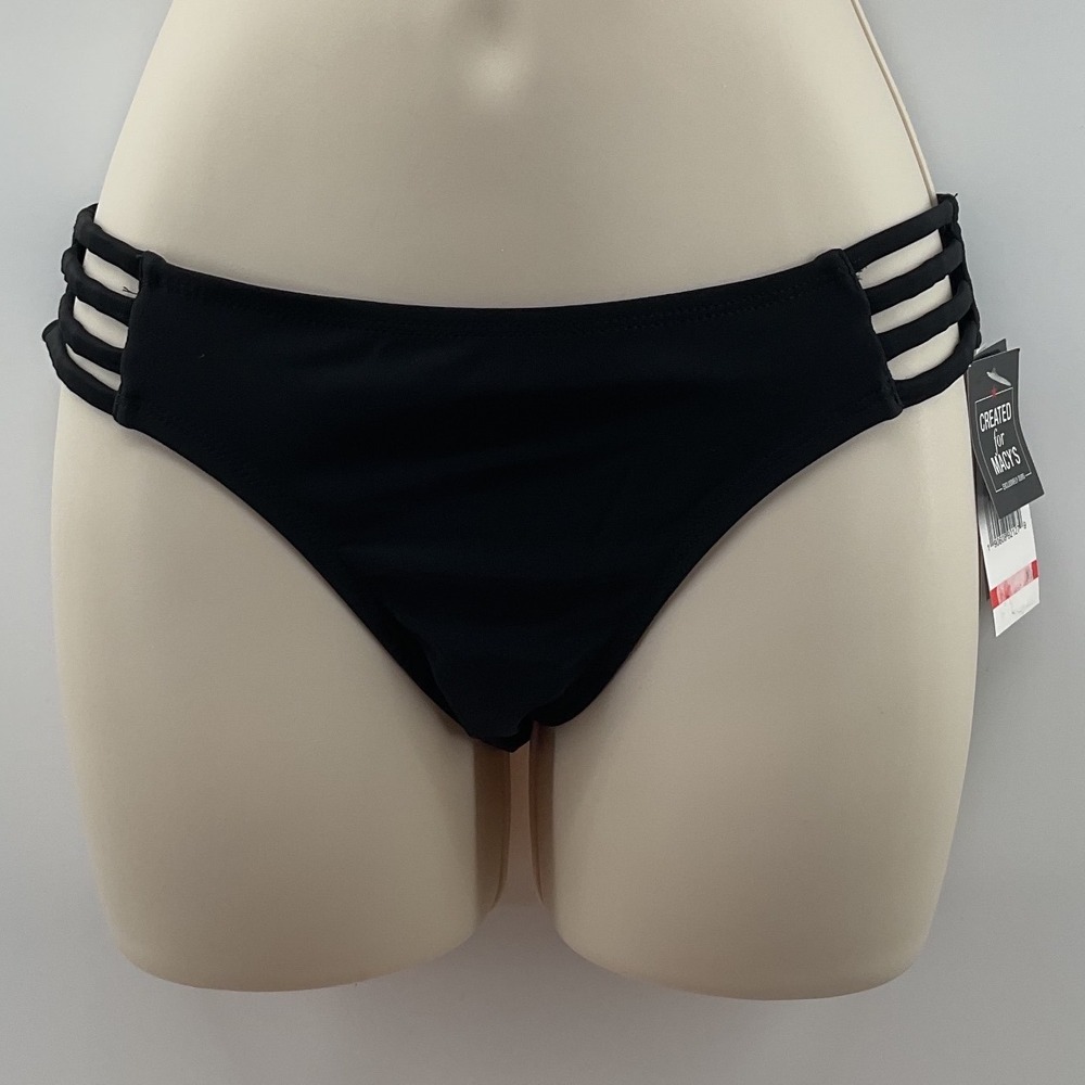 California Waves‎ Black Strappy Side Bikini Bottom XS MY21417BB New